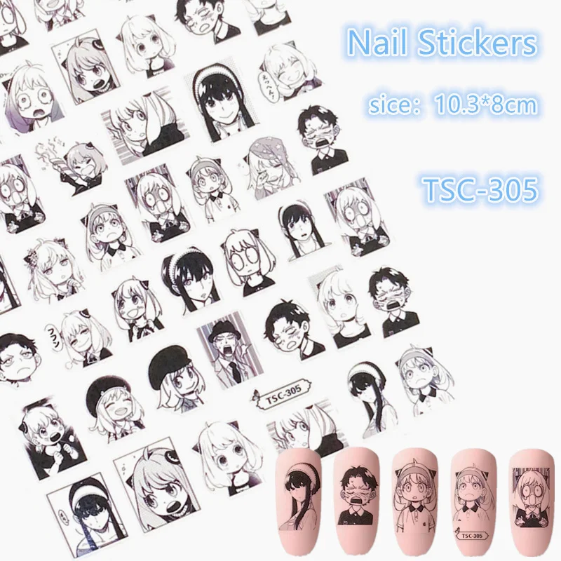 

Newest TSC-305 anime characters series 3d nail art sticker nail decal stamping export japan designs rhinestones