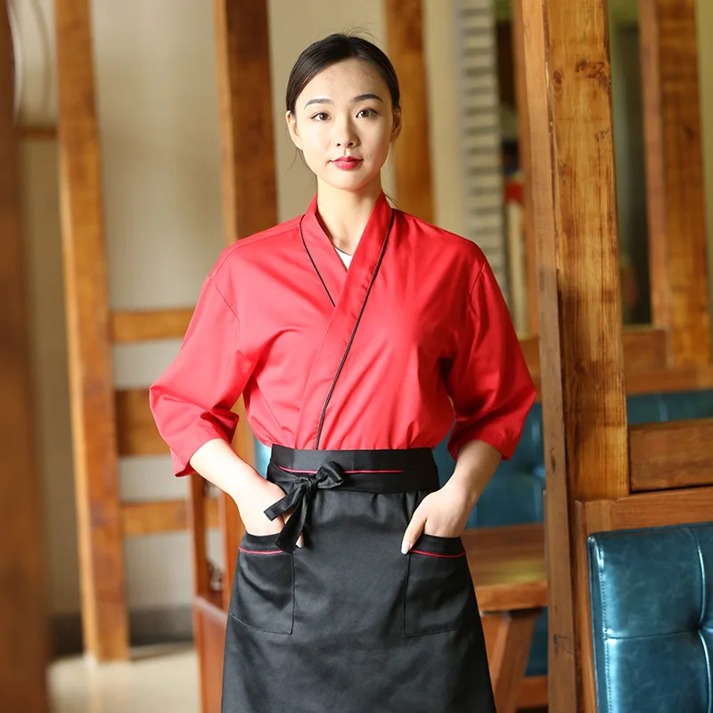 Unisex Japanse stijl koksjas chef-kok uniform keuken restaurant keuken hotel werkkleding catering foodservice shirt