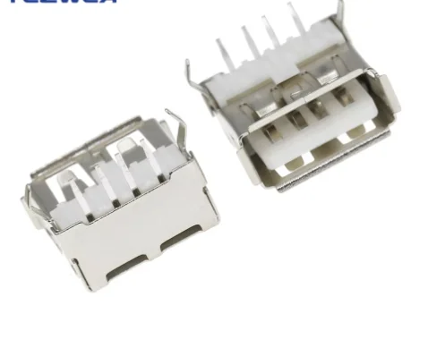 10PCS USB 2.0 4Pin A Type Female Socket Connector G54 2 feet 90 degree Data Transmission Charging