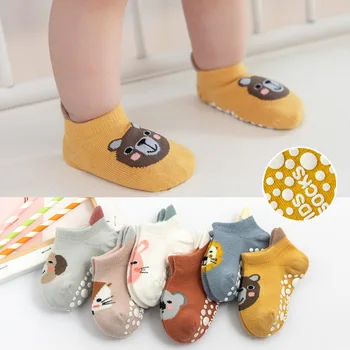 Cartoon Baby Socks Anti Slip Kids Girl Boy Short Socks With Rubber Soles Spring Autumn…