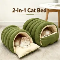 Cama para gatos de invierno, caseta para gatos con cerramiento y lavable, cálido y acogedor refugio para dormir y saco para gatos y perros pequeños, cueva plegable para mascotas.