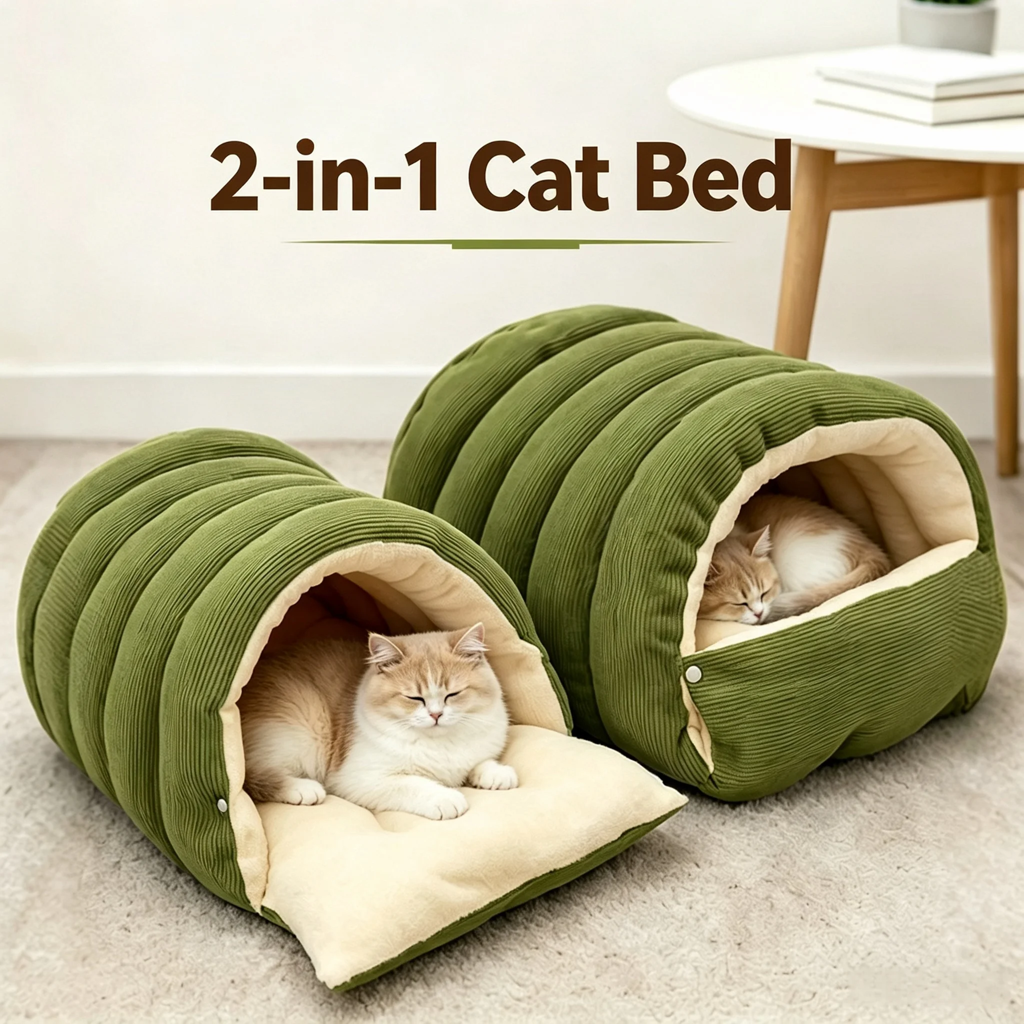 Winter Cat Bed, Washable Enclosed Cat House, Warm Cozy Sleeping Nest & Sack for Cats & Small Dogs, Foldable Pet Cave