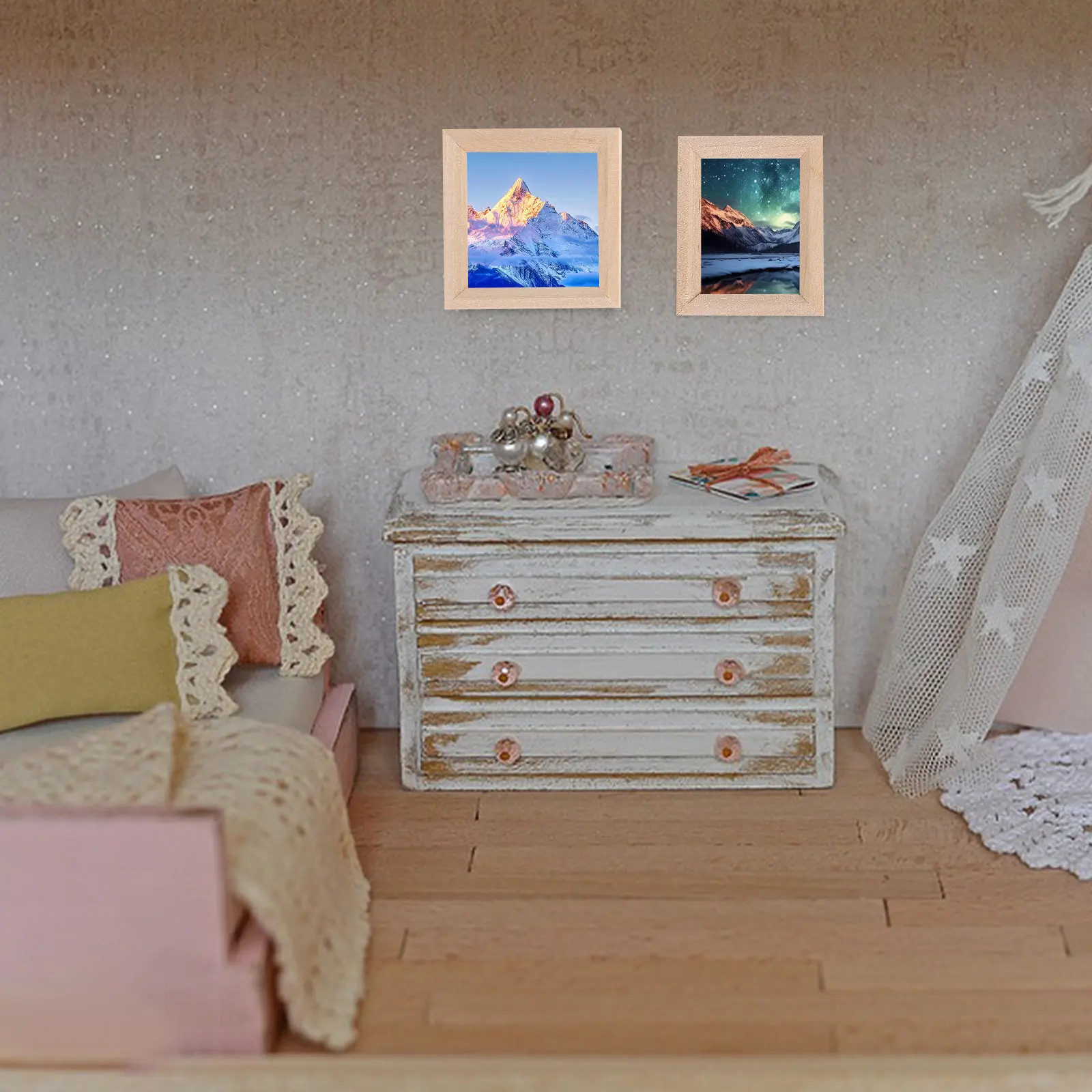 

10Pcs Mini Picture Frames Natural Wood Miniature Photo Frames DIY Crafts Mini House Decorations Simulation Photo Frame Micro