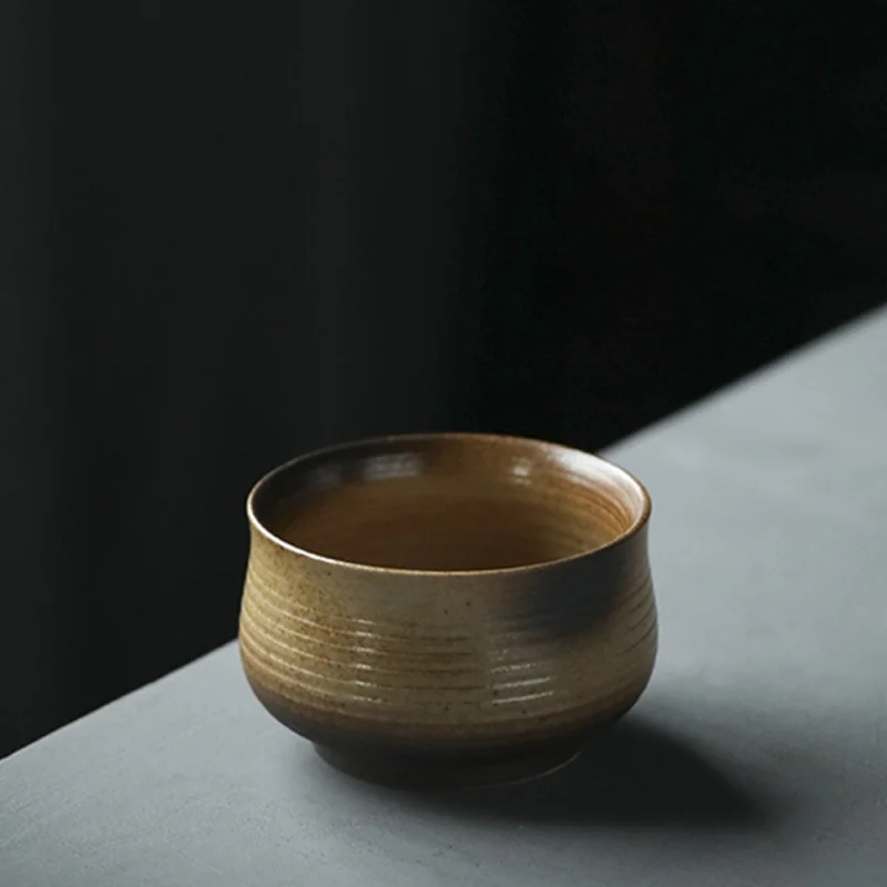 ★Jingdezhen Firewood Burning Gray Unglazed Bare Burning Pure Handmade Texture Tea Cup Tea Bowl Tea Cup Master Cup