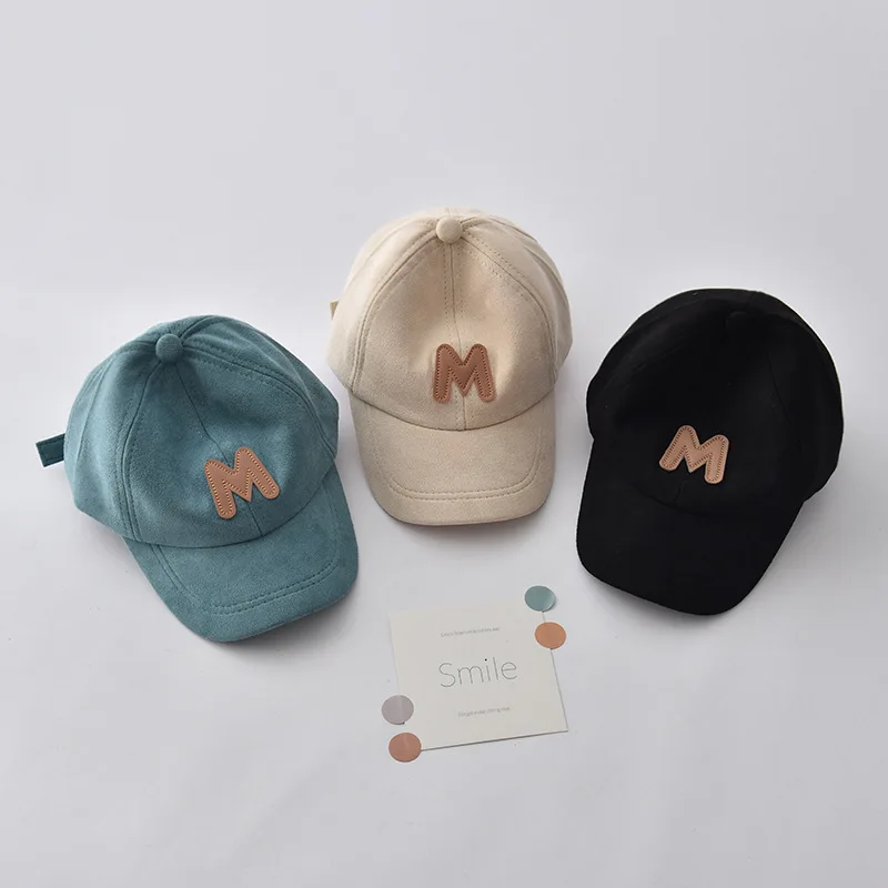 Spring Summer Children Baseball Cap Suede M Letter Baby Hat Outdoor Casual Boys Girls Kids Adjustable Sun Visor Caps