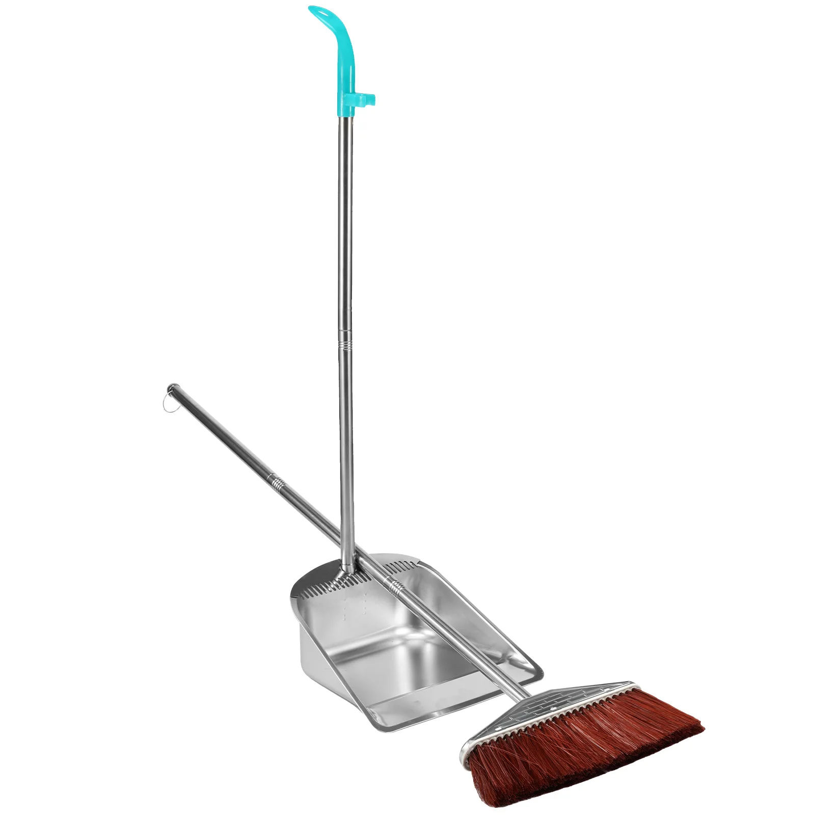 

Broom Dustpan Set Stainless Steel Broom Dustpan Combo Heavy Duty Dust Pan with Long Handle Broom for Sweeping Indoor Outdoor