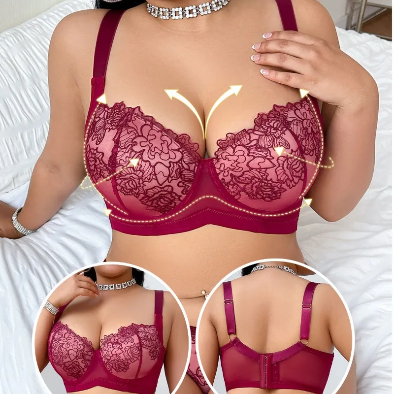 

Бюстгальтер с широкими бретелями, неподвижными чашками с подкладкой и косточками для полной груди, размер 85C-110F