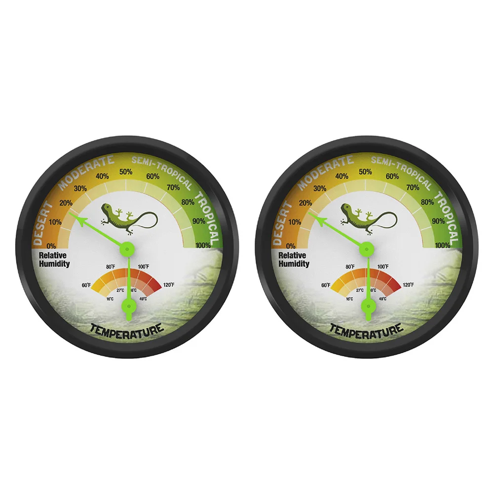 

Pet reptile thermometer and hygrometer 2pcs for monitoring habitat temperature and humidity mechanical easy to read