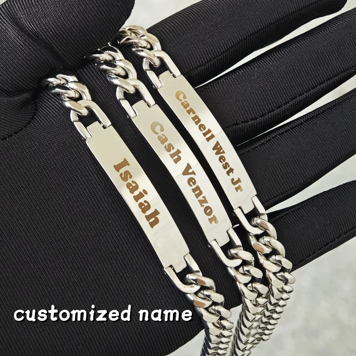 

Laser Engraved Bracelet Men's Name Bracelet Customized Stainless Steel Bracelet Valentine's Day Gift Simple Fashionable Bracelet