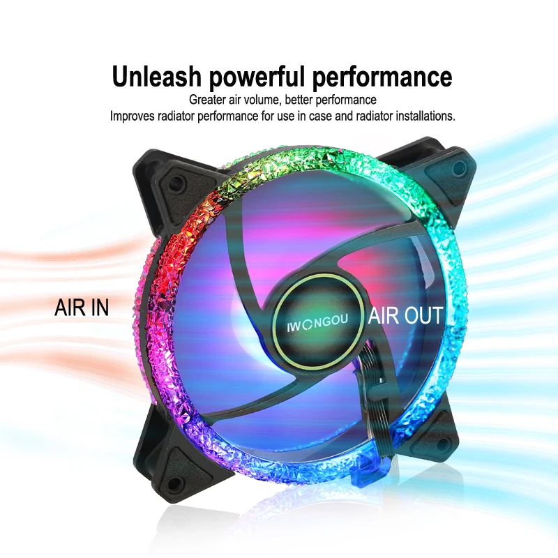 Imagem -04 - Iwo-rgb Ventilador de Refrigeração com Velocidade Ajustável Refrigerador do Computador Led Ventilador da Caixa do Computador Dissipador pc Fans Ajustáveis 120 mm