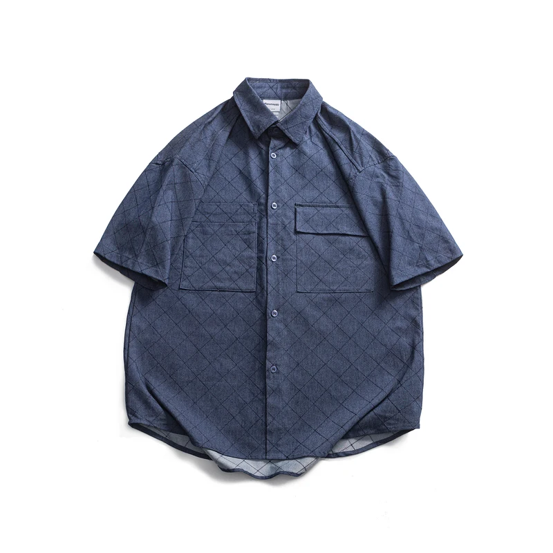 

American Cityboys Streetwear Джинсовая рубашка в стиле Yuppie — мужской летний корейский повседневный топ в клетку с короткими рукавами большого размера в клетку