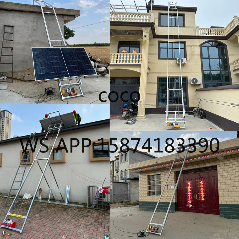 New Home-Use 220V Electric Lift Hoist, Steel Window/Glass Door Lifting, Sloped Roof Compatible, Wire Rope Sling