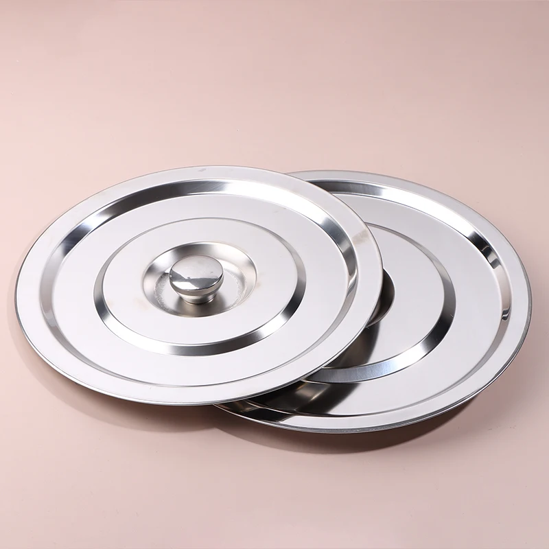 1Pc 28/30/32CM Silver Round Pot Lid Kitchen Thicken Stainless Steel Saucepan Cover Replacement Universal Kitchen Food Lid