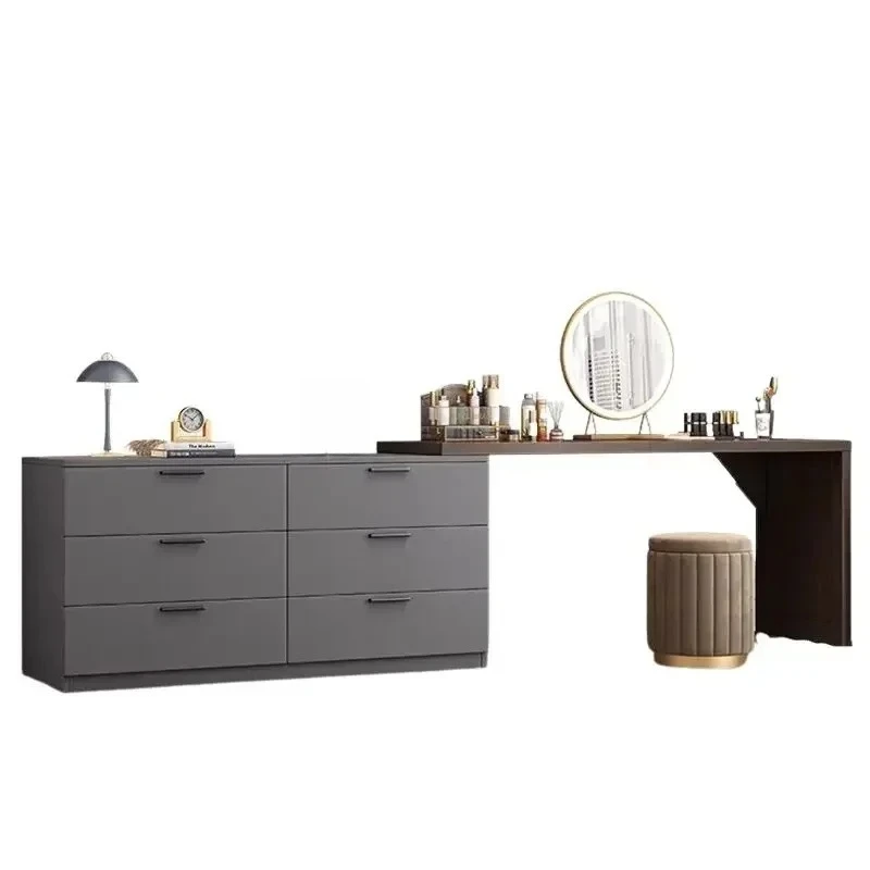 Mobile Bedroom Dressers Mirror Storage 6 Drawer Dressers Makeup Vanity Table Set Organizer Tocador Maquillaje Household Products