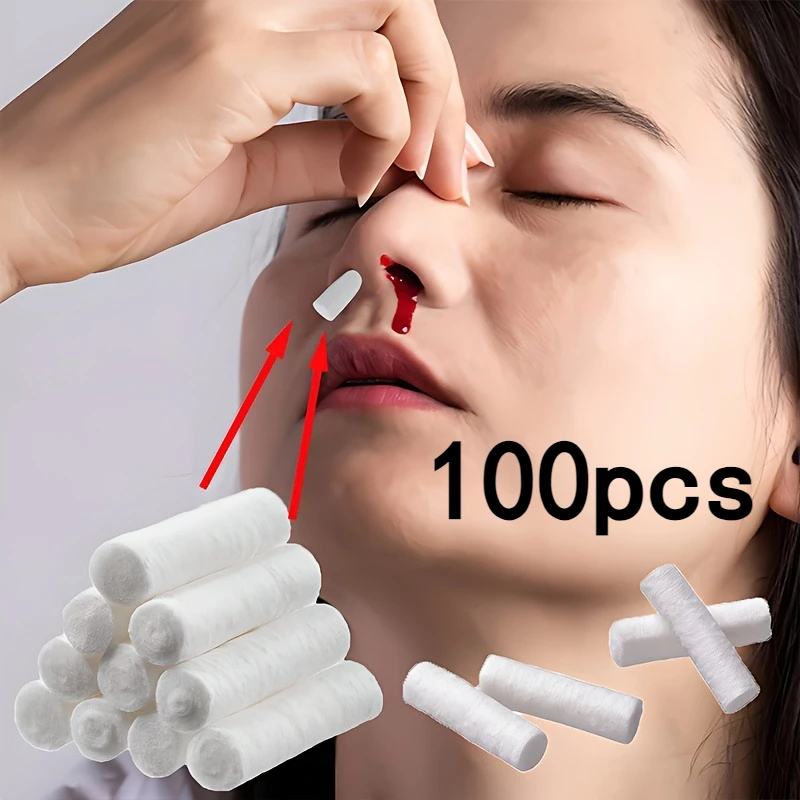 Almohadilla de tapón nasal absorbente de agua, alta absorción, puede aliviar la congestión nasal y detener el sangrado, 100 Uds.