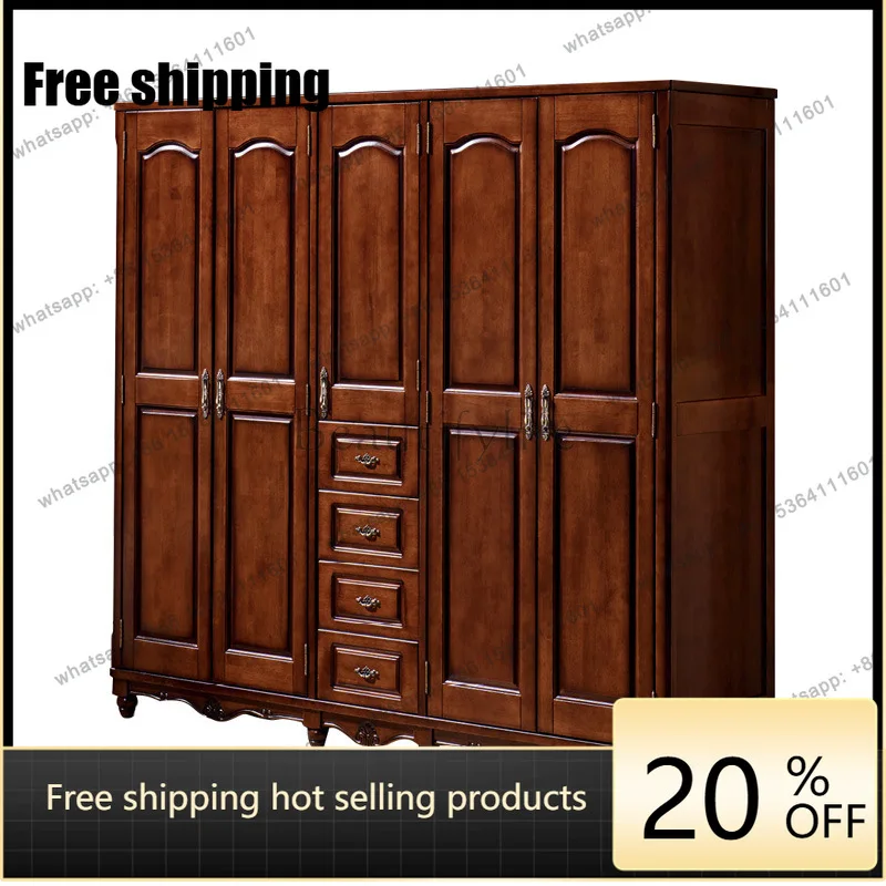 LX American light luxury retro all solid wood wardrobe modern simple drawer large wardrobe