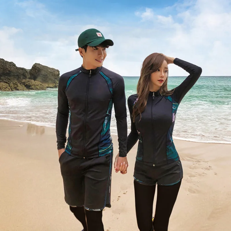 Rash Guard Women Swimsuit 2024 Lovers Wetsuit Diving Suit Long Sleeve Swimwear Men Surf Sunscreen Beach Bathing Suit Monokini