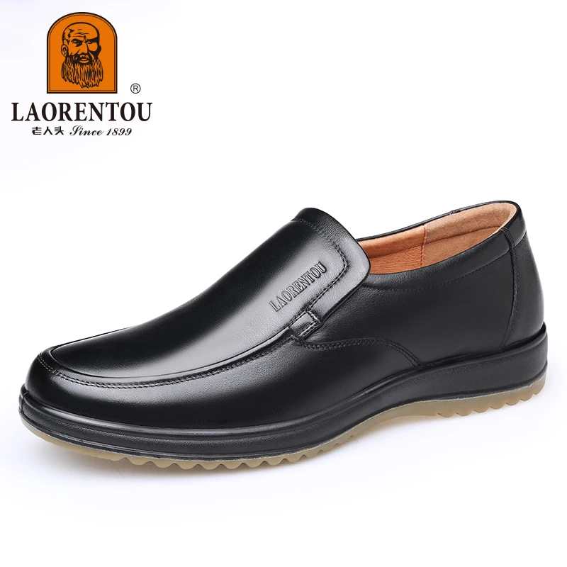 LAORENTOU genuine leather breathable business casual leather shoes with soft soles and cow tendon soles for anti slip