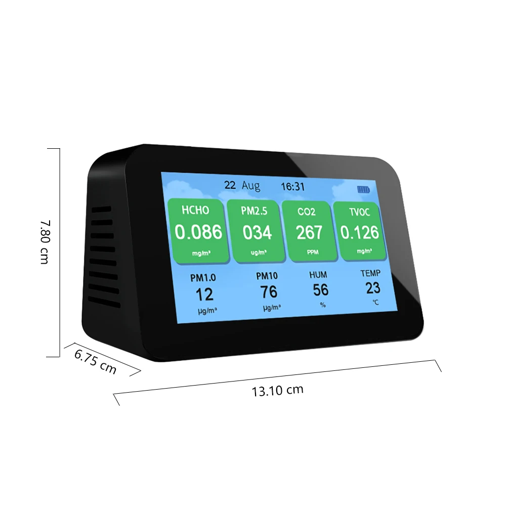 Dienmern New DM601B Multifunctional Air Quality Detector PM2.5/HCHO/TVOC Monitor LCD Display Temperature and Humidity Value