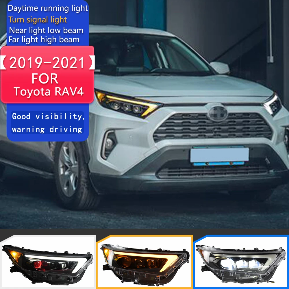 

Автомобильный Стайлинг, фара для Toyota RAV4, 2019-2021, новая светодиодная фара Rav4, линза проектора, DRL, автомобильные аксессуары