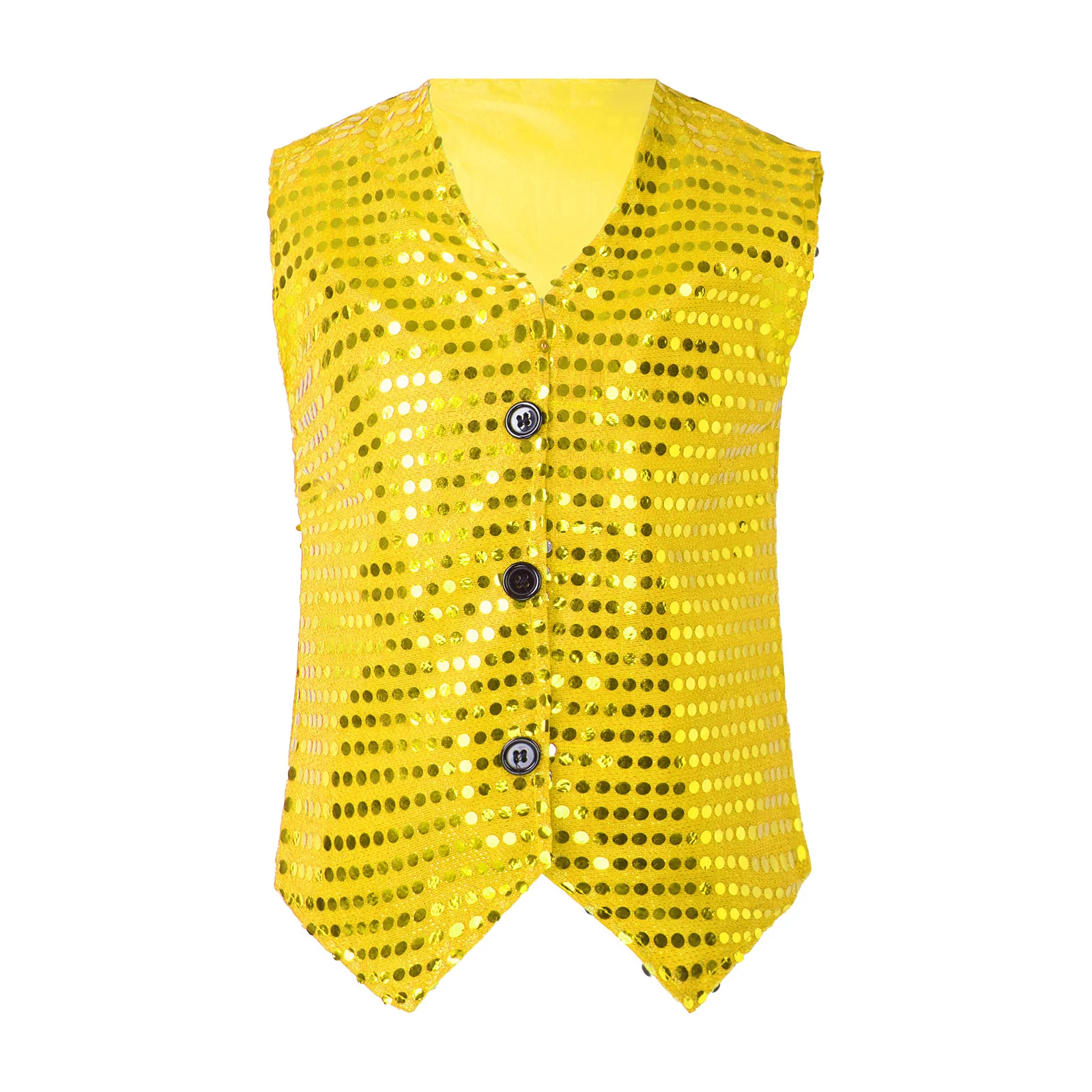 Boys Girls Shiny Sequin Jazz Dance Performance Vest Coat Button Closure Sequins Style Vest Top for Disco Party Festival Outfits