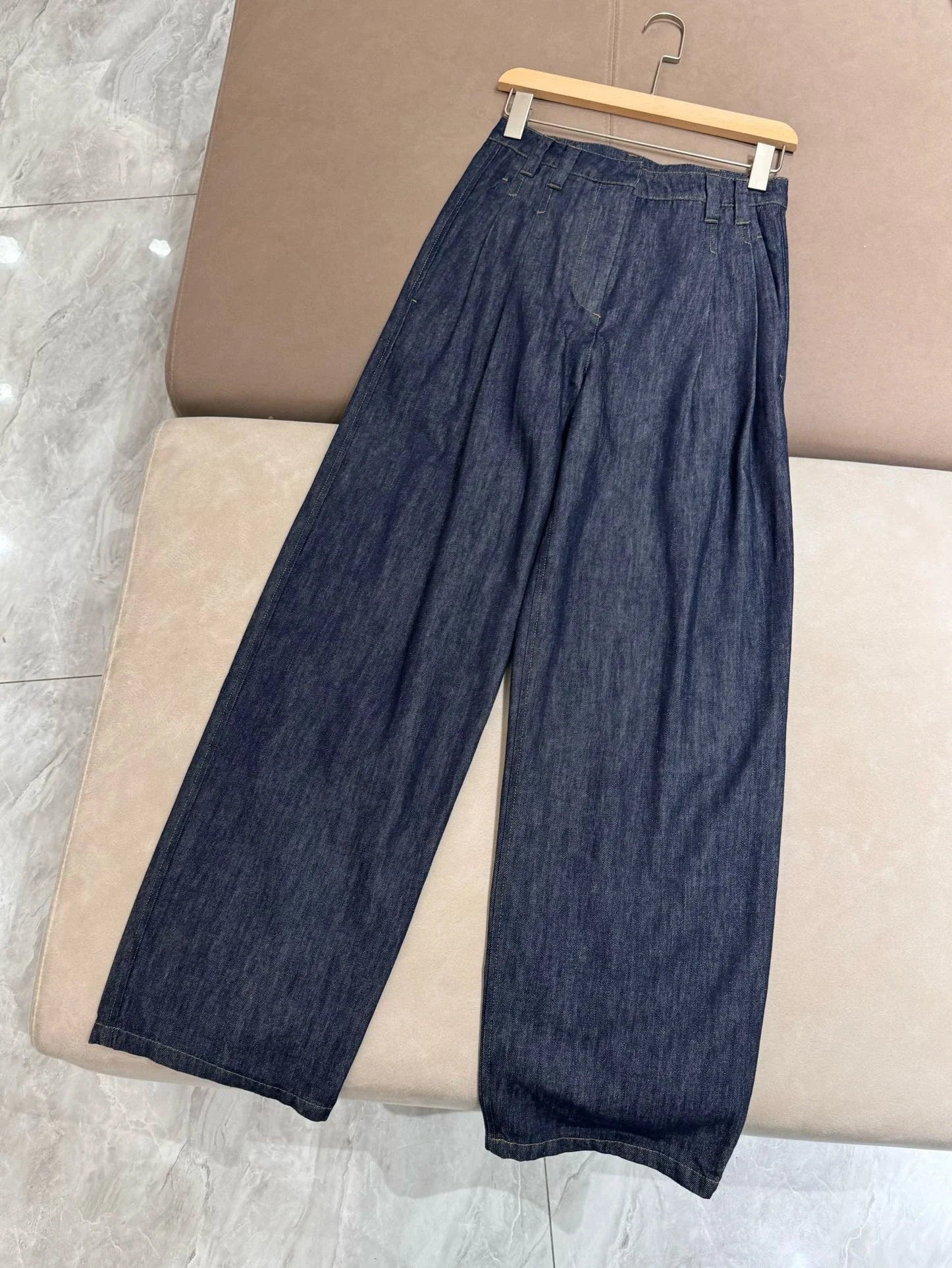 Women's Straight Jeans Autumn B*C Solid Color High Waist Loose Wide Leg Pants