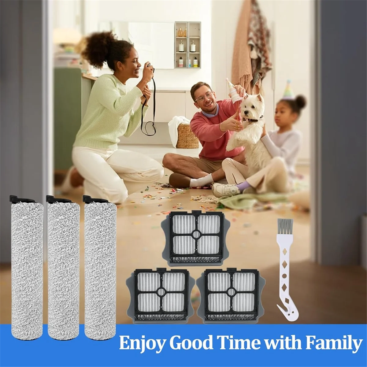 بكرات فرشاة بديلة رائعة ومرشحات Hepa لأجزاء المكنسة الكهربائية الرطبة والجافة اللاسلكية Tineco IFloor 3 والأرضية One S3