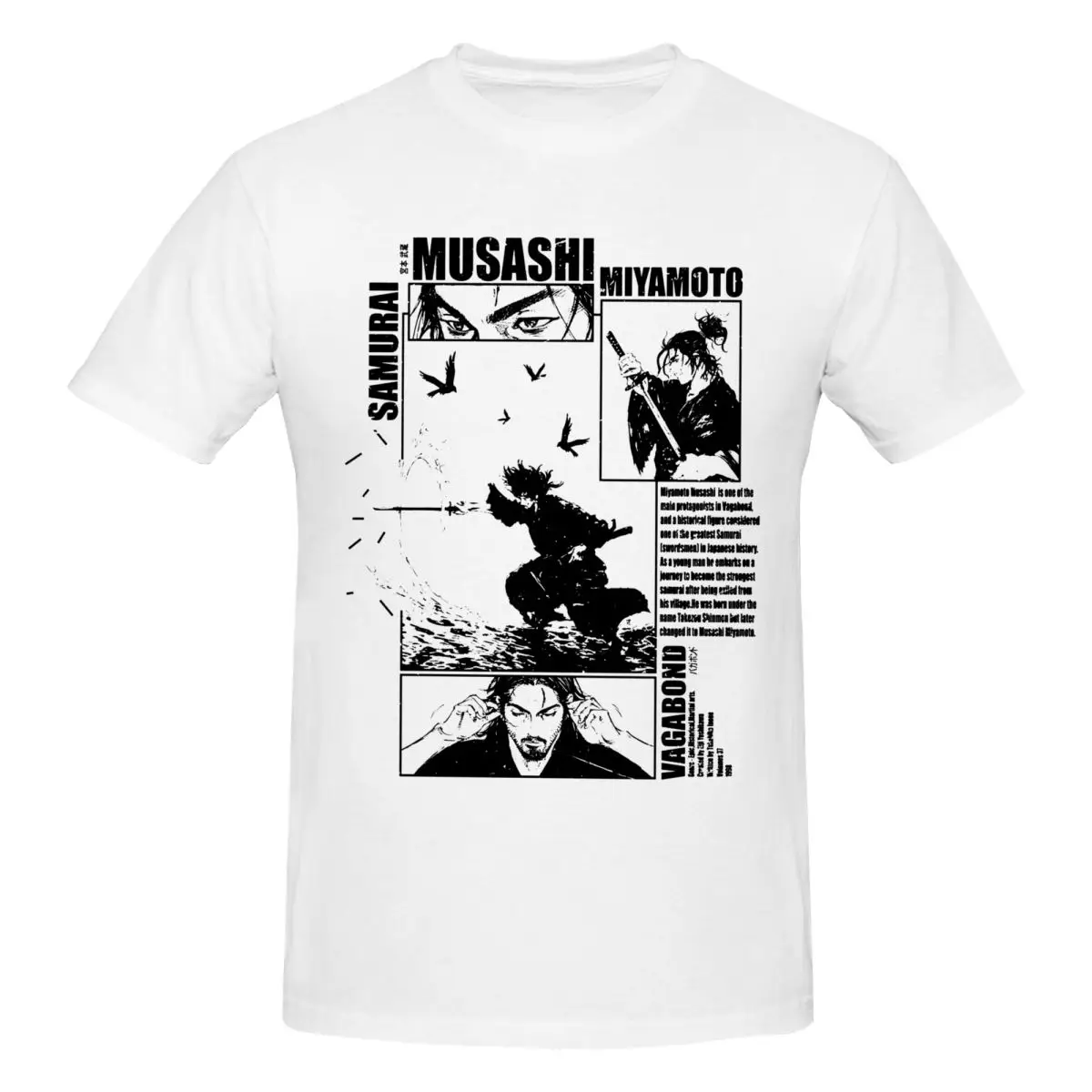 Men Miyamoto Musashi Awesome T Shirt Streetwear Cotton Crewneck Tshirt Men