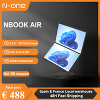 N-ONE Nbook Air 13.5 inch Laptop 16G DDR5/512GB M.2 SSD 2.5K Intel N100 2 in 1 Tablet PC Dual Touch Screen WIFI Office Computer