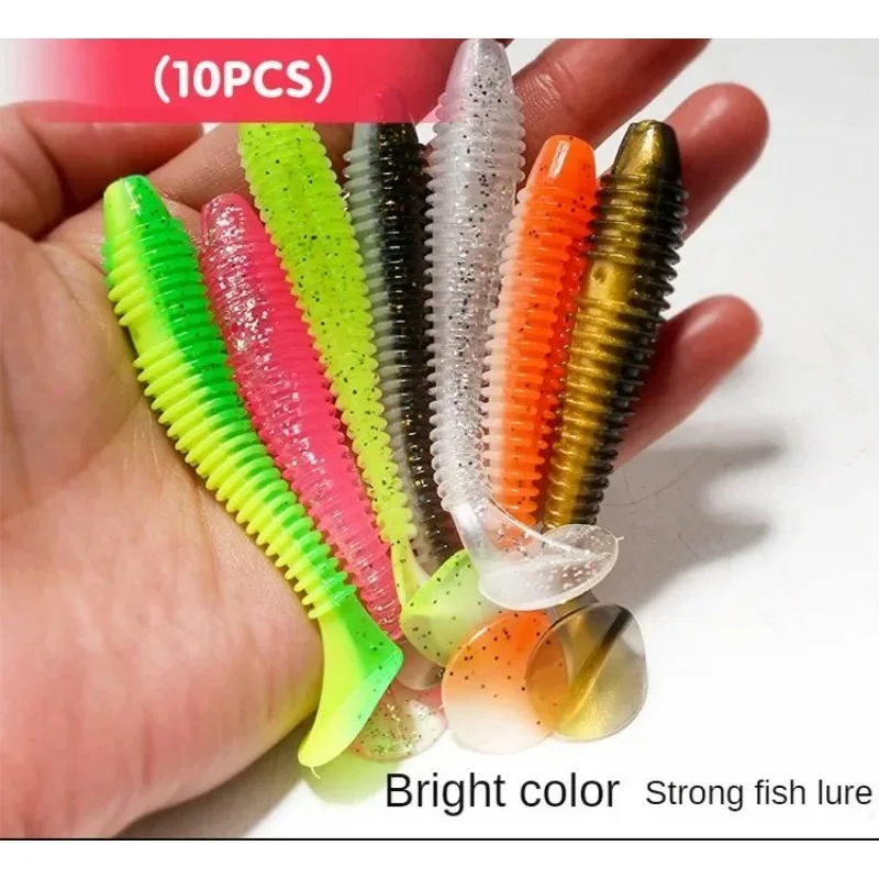 

7.5CM Thread T-tail Road Subdual Color Soft Bait Soft Worm Lead Head Hook T-tail Maggot Perch Mandarin Fish Fake Bait