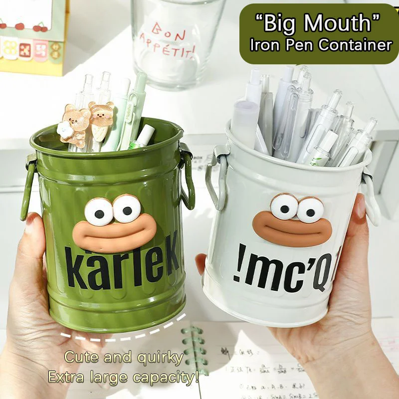 Imagem -04 - Iron Pen Container Pen Holder Student Desktop Iron Bucket Office Cylinder Grande Mouth