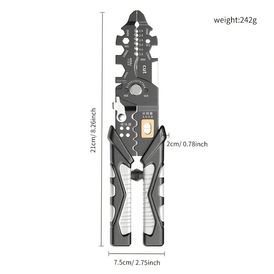 AIRAJ 25 in 1 Multifunctional Wire Stripper Universal Diagonal Pliers Needle Nose Pliers Wire Cutters Electrician Wire Pliers