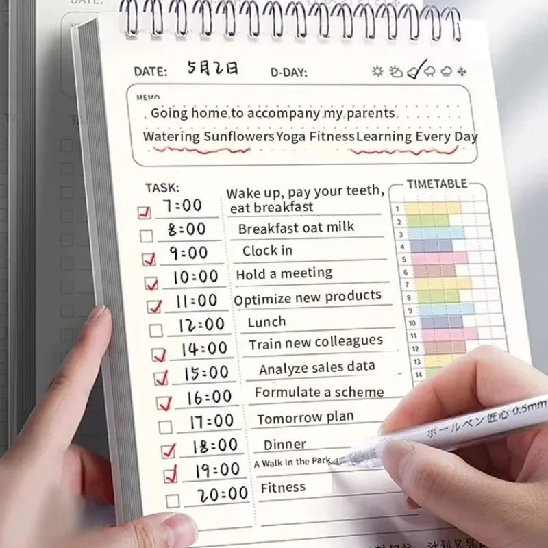 160 صفحة للقيام بقائمة القرطاسية قائمة الخطة اليومية مخطط جدول الأعمال دوامة A5 جداول المفكرة سميكة دفتر الكتابة #4