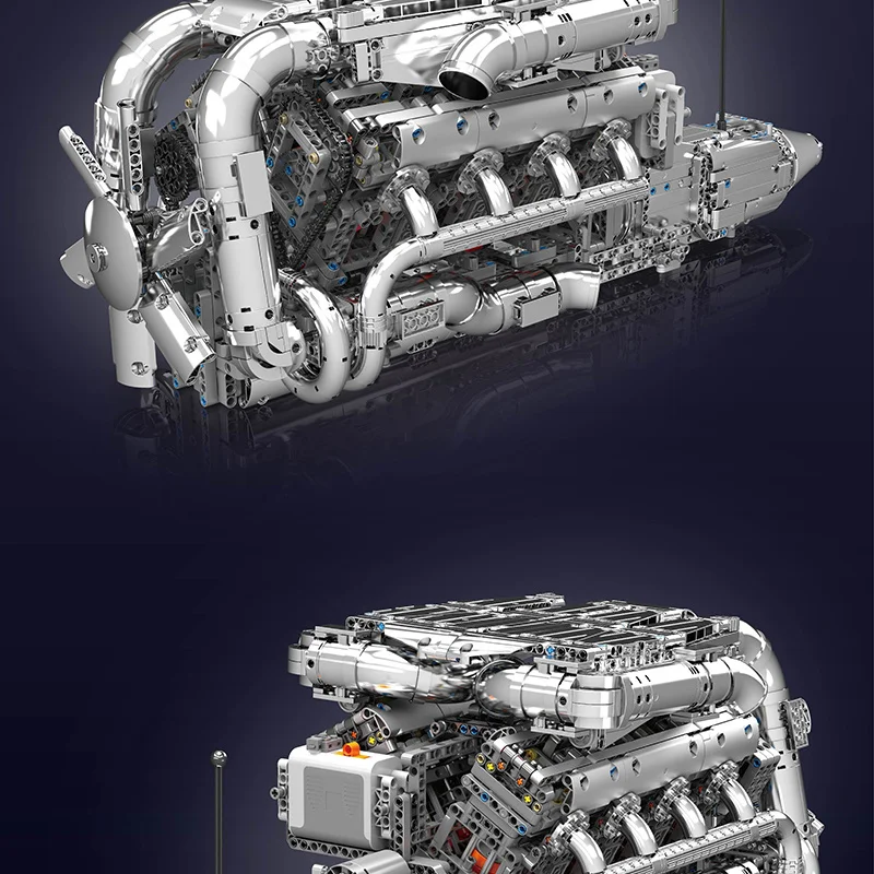 10168 モールドキング 2899ピース V8ツインターボエンジンモデルキット - ブロックセット（バッテリーホルダー＆モーター付き）、大人/子供向けSTEM玩具