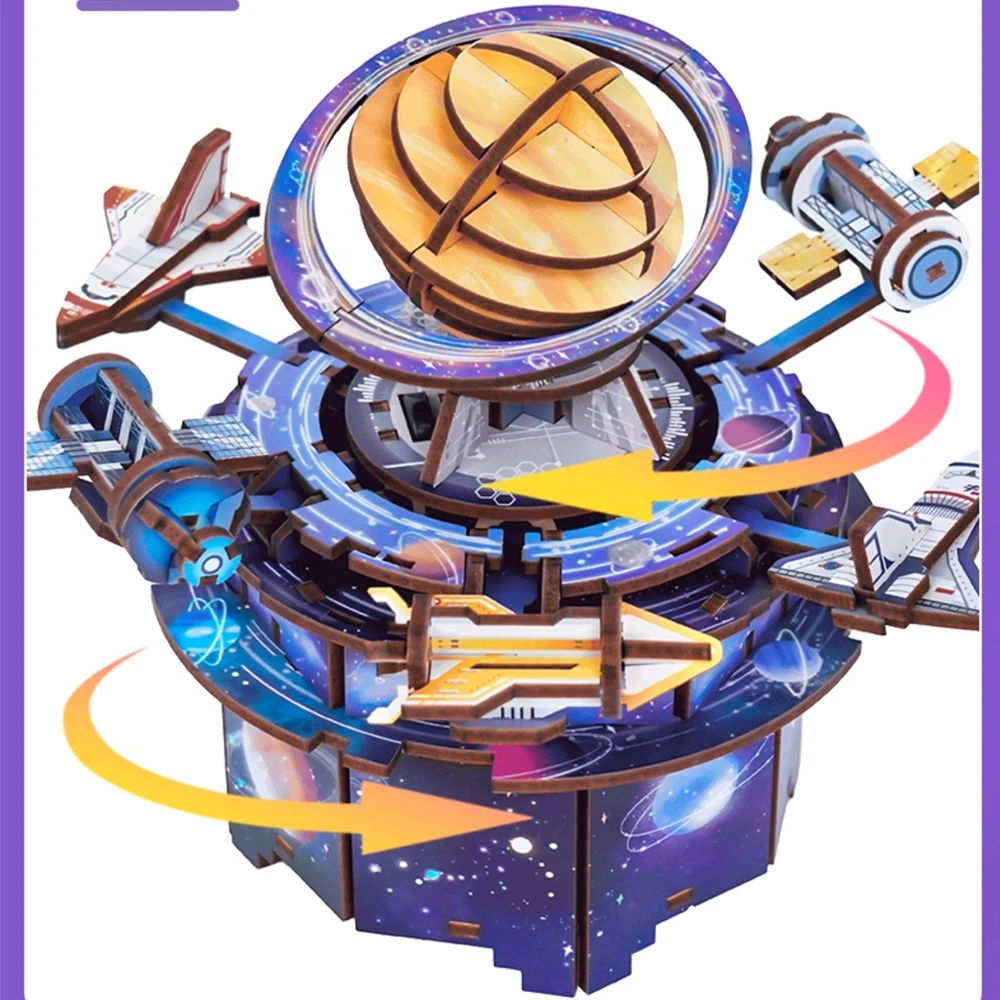 大人用木製オルゴールパズル DIY 回転式 3D クリエイティブ音楽クラフトモデル組み立てキット デスクデコレーション 誕生日プレゼントに最適