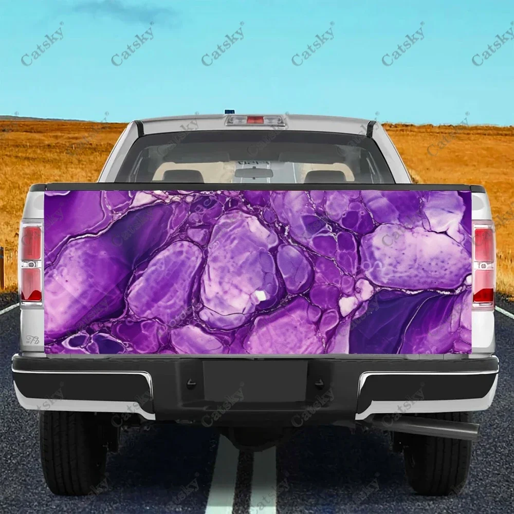

Purple and Gold Marble Truck Tailgate Wrap Professional Grade Material Universal Auto Accessories Decal Fit for Full Size Trucks
