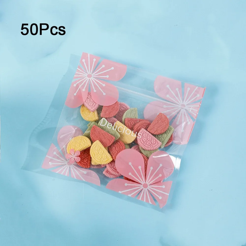 

50Pcs Multifunctional Plastic Candy Snack Storage Bags Cartoon Small Self Sealing Bags Reusable Cute Food Storage Bag for Home