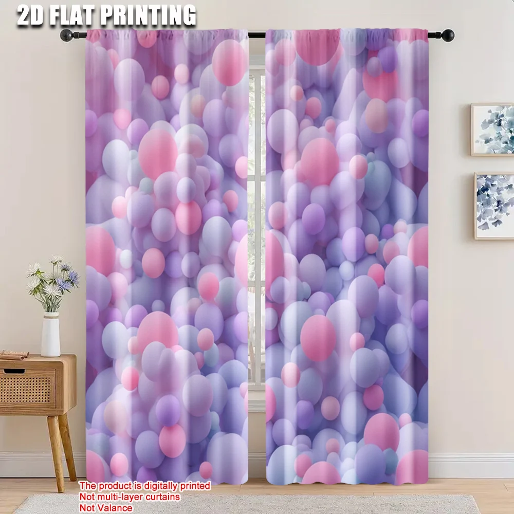 

2pcs, 2D flat printing Window Drapes Pink scales Versatile Polyester,Without Electricity Festive Holiday Applies to Various room