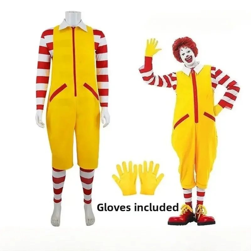M Uncle Clown Cosplay Anime Parent-Child Costume Jumpsuits Fastfood Yellow Clown Clothing for Kids Adult Halloween Christmas sui