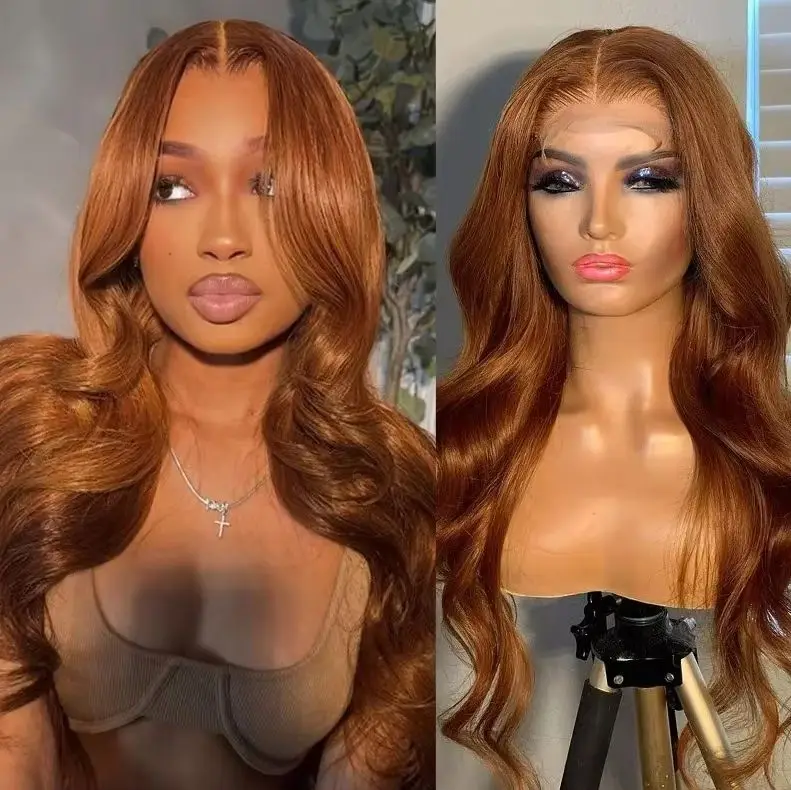 

Light Brown Body Wave Lace Front Wig 13x4 HD Cosplay Honey Caramel Synthetic And Blend Glueless Heat Resistant Fiber For Women