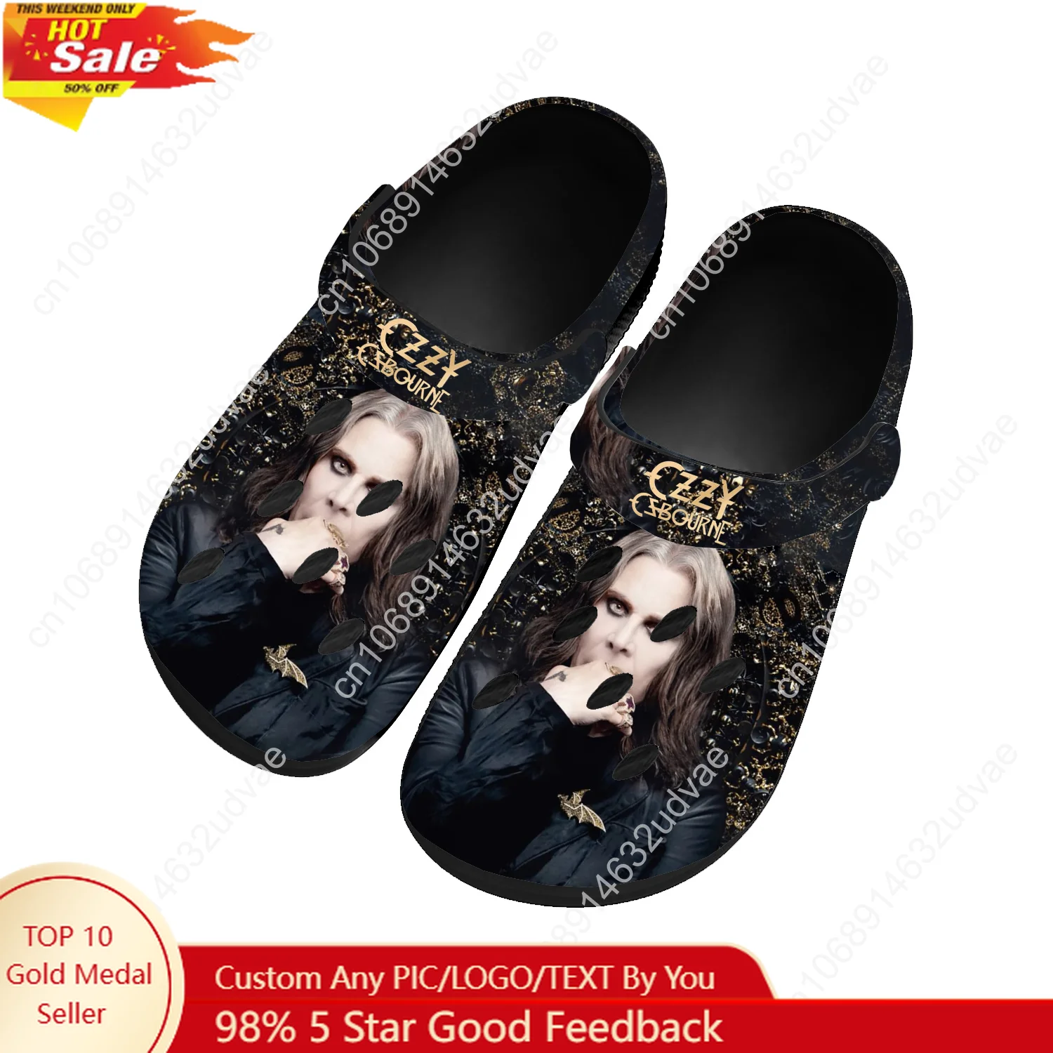 

Ozzy Osbourne Rock Singer Water Shoes Home Garden Clogs Mens Women Youth Boy Girl Sandals Custom Breathable Hole Slippers Black