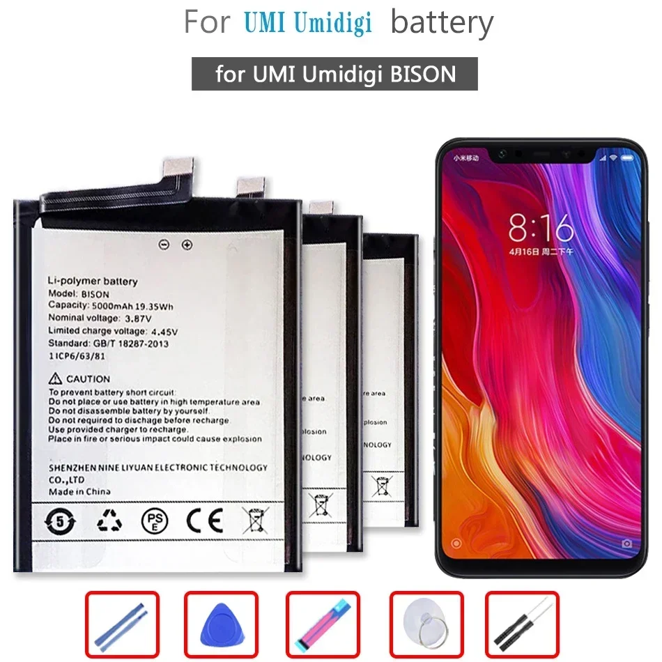 

Battery 5000mAh for UMI Umidigi BISON/BISON GT 6.67 Inch Mobile Phone Li-ion Bateria