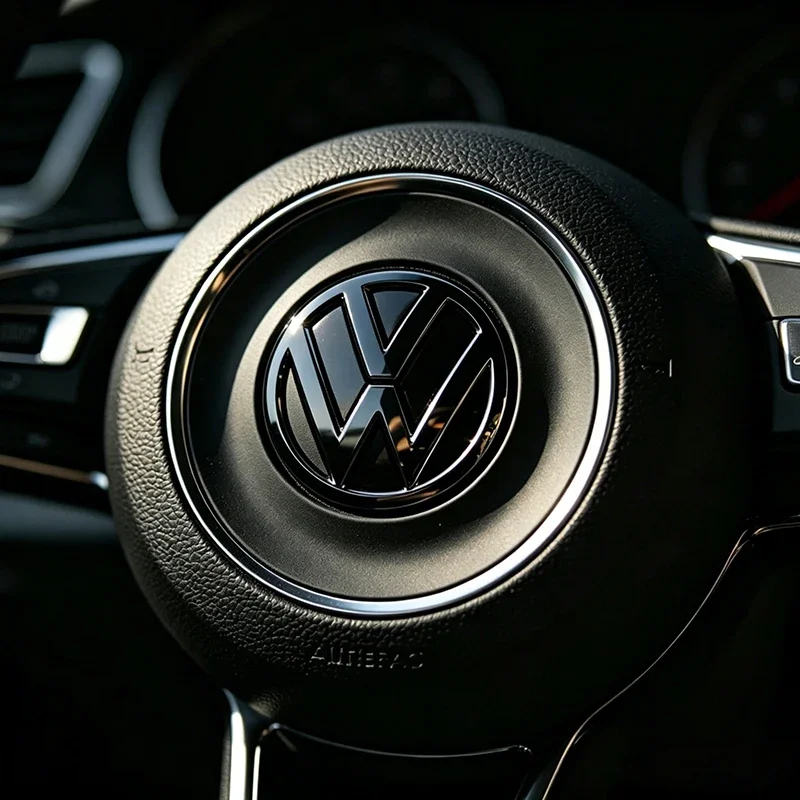 1 Stück ABS-Lenkradabdeckung mit Emblem-Aufkleber für VW Golf Amarok T5 Phaeton ID3 Tiguan T-Cross GTI – Detail 11