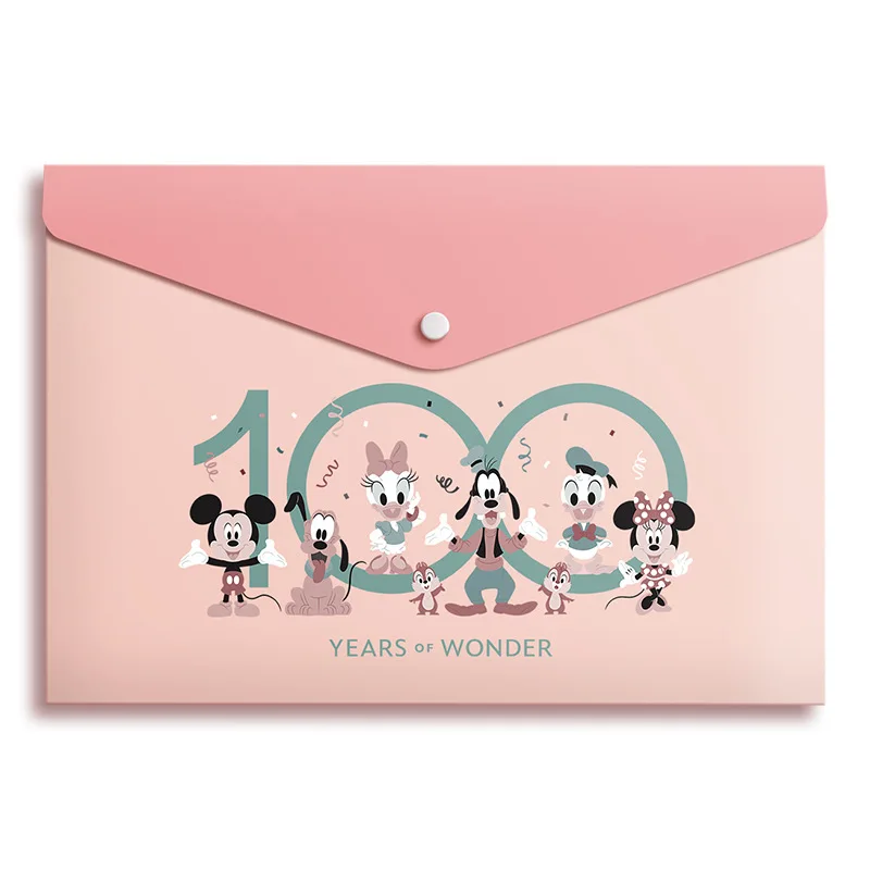 20pcs Disney A4 Cartoon File Bag Transparent Test Paper Stationery Storage Bag Pp Buckle Office Information File Bag Wholesale