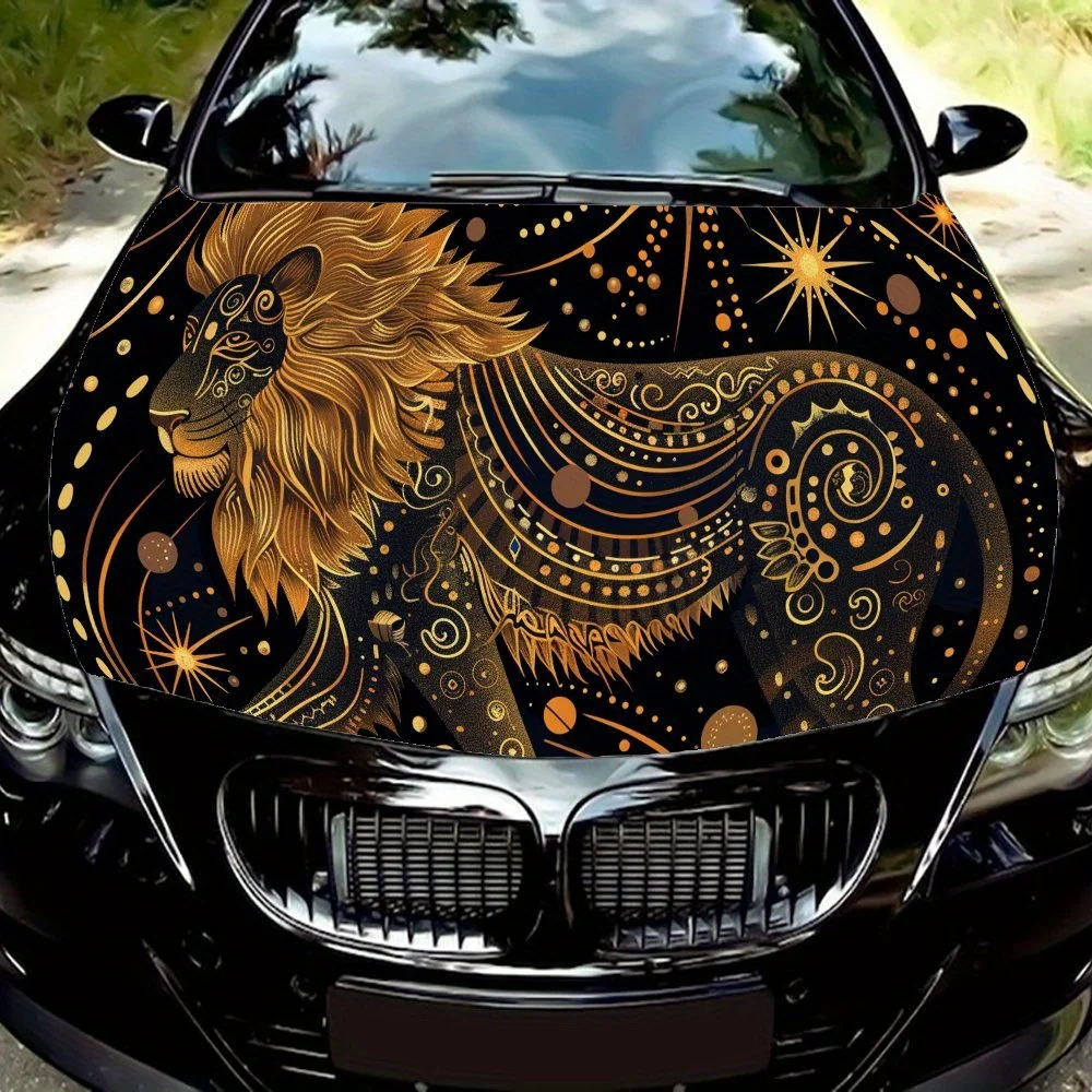 

Starry Sky Painted Lion Car Hood Vinyl Wraps Sticker, Car Engine Decal, Waterproof Self-adhesive Car Packaging Cover, Universal