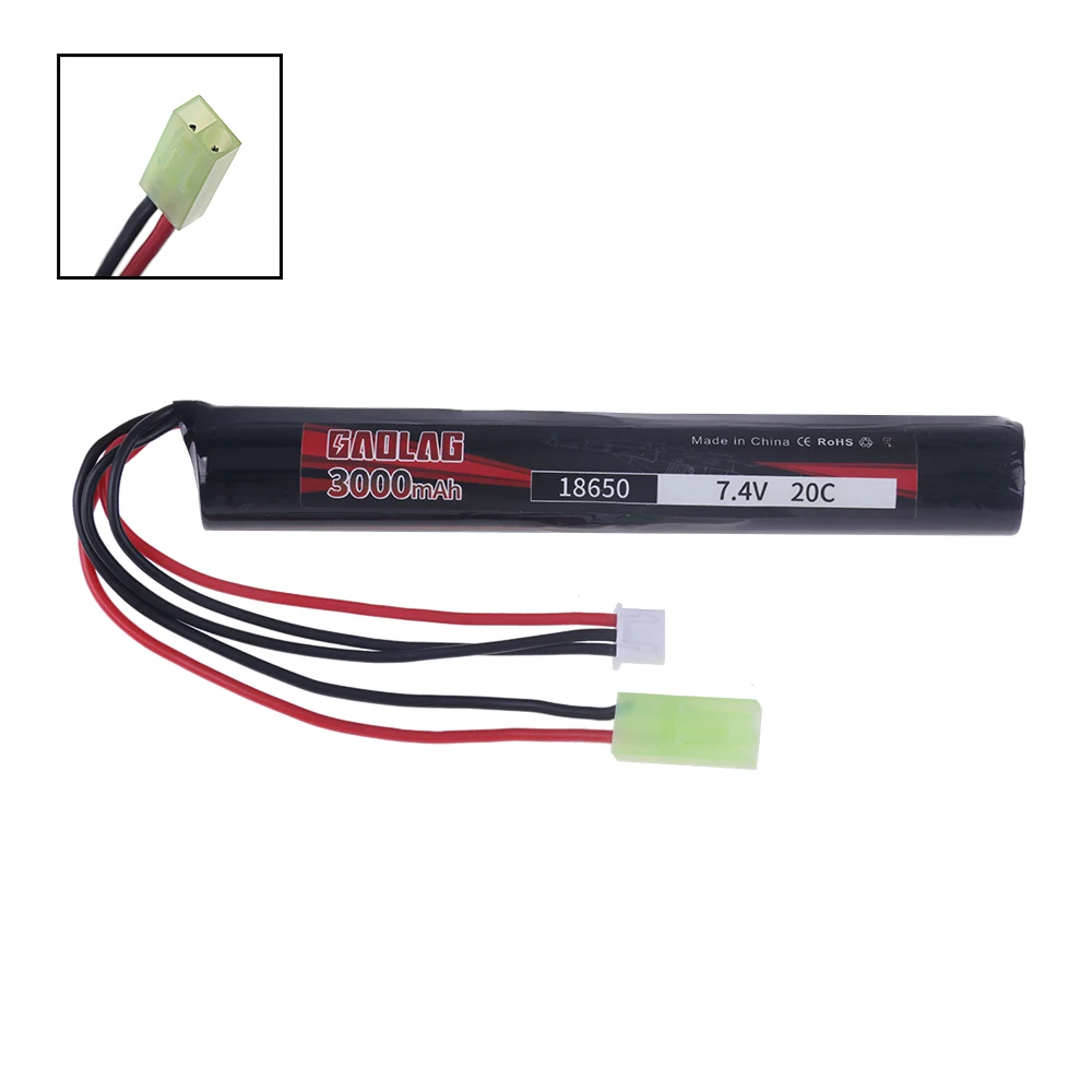 2S 18650 7.4V 3000mAh Li-ion Battery Airsoft Gun Battery 20C AKKU Mini Airsoft toys 7.4V Gun Battery Small Tamiya /SM Connector