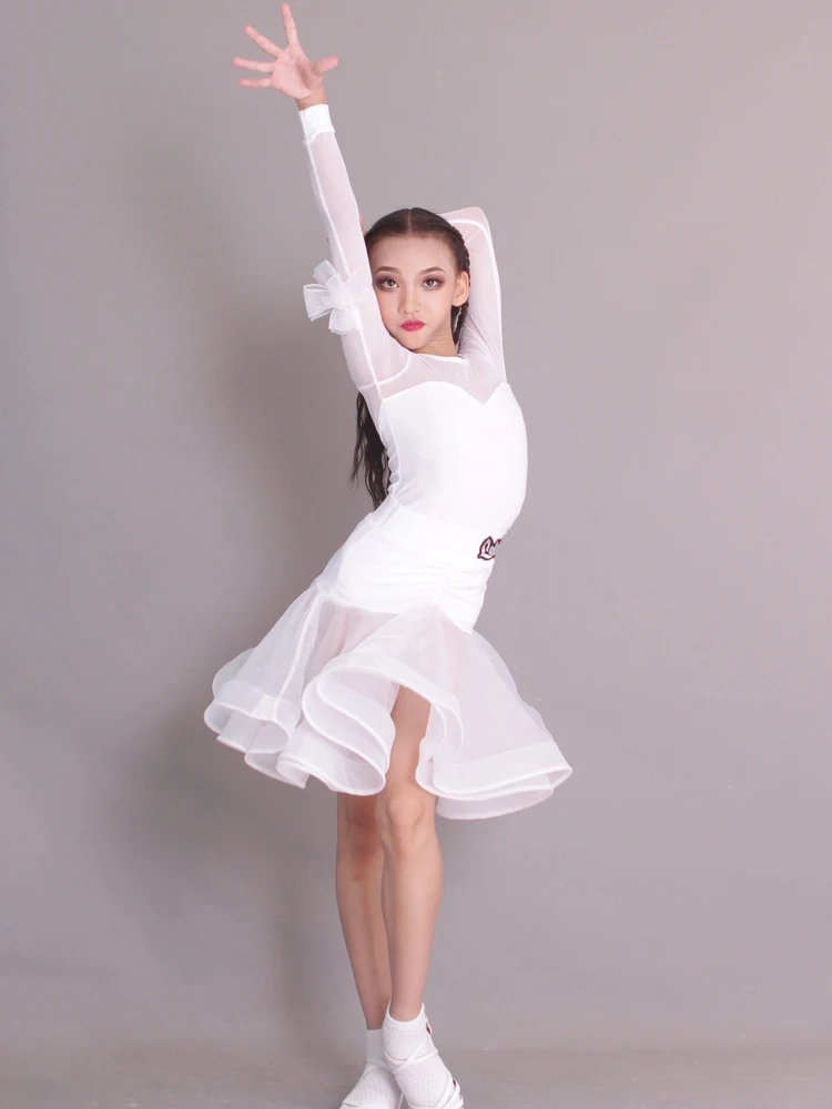 Autumn and winter children\'s female training clothes Latin dance suit Latin dance performance clothes Training dance performance