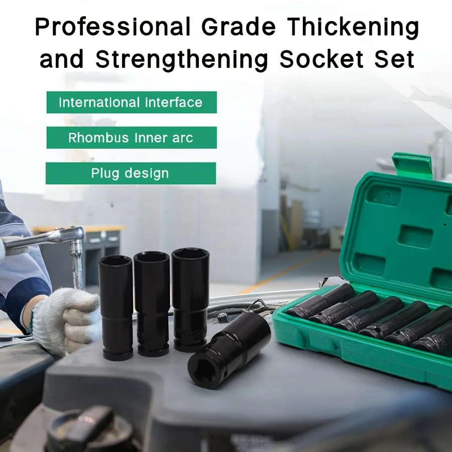 10pcs 1/2 Inch 8-24mm Power Socket Tool Impact Wrench Adapter Industrial Hand Tool Socket Set for Industrial Auto Repair