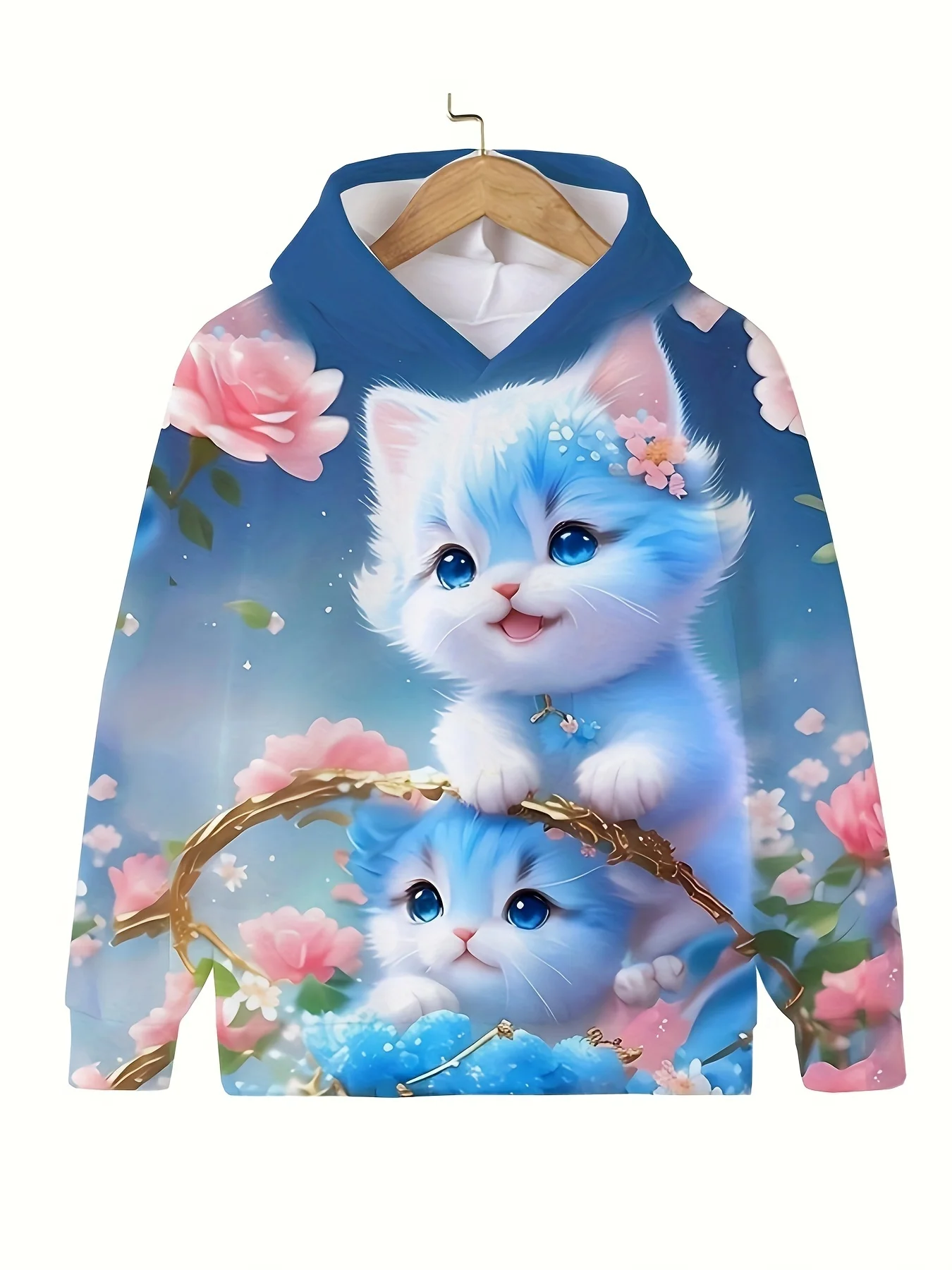 Cute Cat Kids Hoodie For Girl Pullover Long Sleeve Hoodie Boy Sweatshirt Cat 3D Print Boys Girls Hoodies Tops Children\'s Clothes