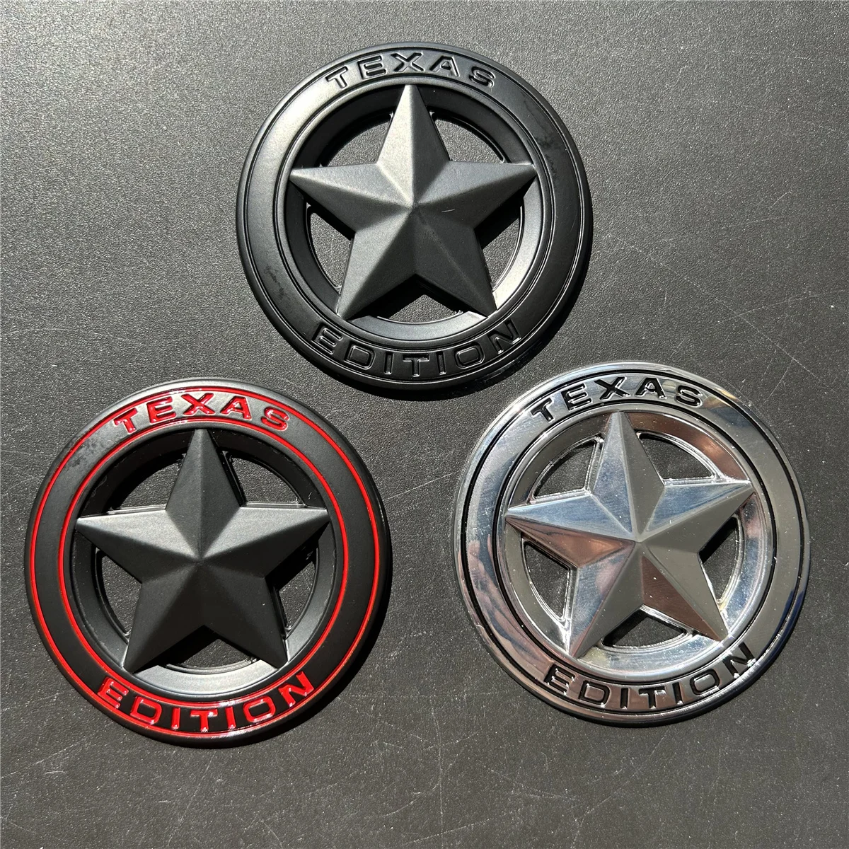 3D Metal TEXAS EDITION Shield Pentagram Emblem Badge Car Fender Side Body Sticker Car Styling